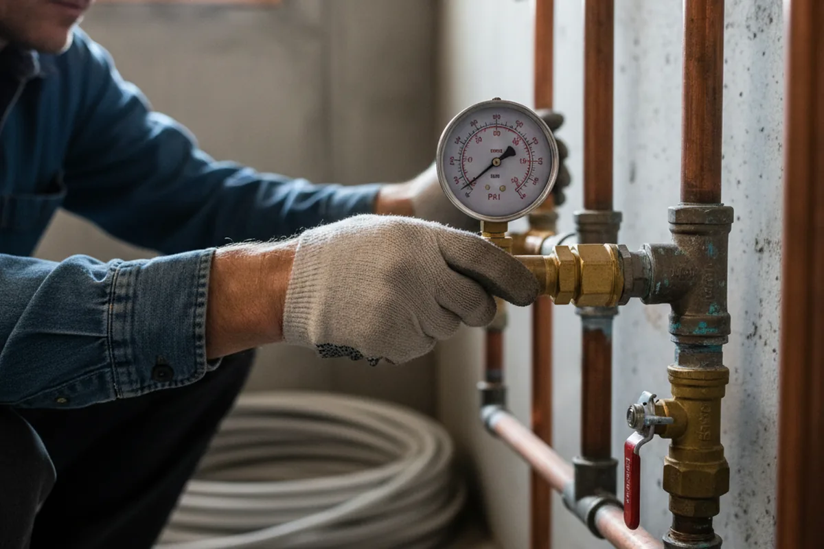 Pressure testing a repaired line during Water Line Repair in Hearne